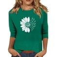thumbnail image 1 of kytmyeq Women's Fashion Casual 3/4 Split Sleeve Small Printed Round Neck Top, 1 of 4