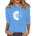 thumbnail image 1 of kytmyeq Women's Fashion Casual 3/4 Split Sleeve Small Printed Round Neck Top, 1 of 4