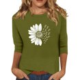thumbnail image 1 of kytmyeq Women's Fashion Casual 3/4 Split Sleeve Small Printed Round Neck Top, 1 of 4