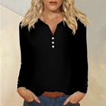thumbnail image 1 of kytmyeq Women's Fashion Casual Printed V-neck Long Sleeve Button Up T-shirt Top, 1 of 5