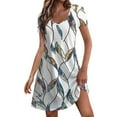 thumbnail image 1 of kytmyeq Women's Fashion Casual Printed With Pockets Bohemian Beach V-Neck Short Sleeve Dresses, 1 of 4