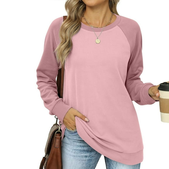 kytmyeq Women's Fashion Casual Round Neck Long Sleeve Print Raglan Sleeve Sweatshirt Top
