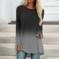 thumbnail image 1 of Topvent Women's Fashion Casual T-shirt Gradient Long Sleeve Round Neck Medium Long Top, 1 of 6