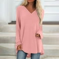 thumbnail image 1 of kytmyeq Women's Fashion Casual T-shirt Solid Color Long Sleeve V-neck Medium Long Top, 1 of 6