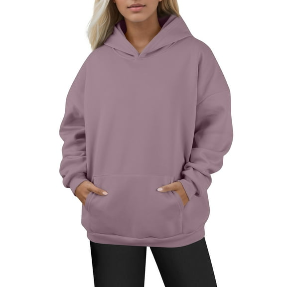 Topvent Women's Fashion Daily Versatile Casual Crewneck Sweatshirts Long Sleeve Solid Color Top Sweatshirts