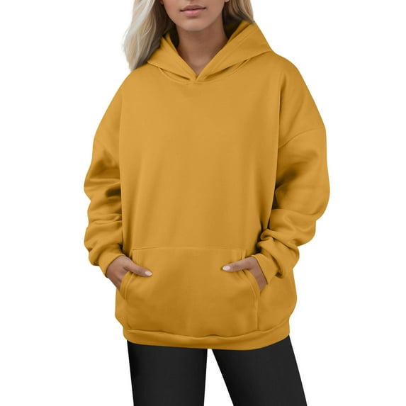 Topvent Women's Fashion Daily Versatile Casual Crewneck Sweatshirts Long Sleeve Solid Color Top Sweatshirts