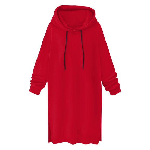 Topvent Women's Fashion Solid Color Long Sleeve Long Sweater Dress