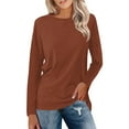 thumbnail image 1 of Topvent Women's Loose Casual Casual Long Sleeve Round Neck Collar Solid Color T-Shirt Top, 1 of 5