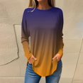 thumbnail image 1 of kytmyeq Women's Loose Round Neck Gradient Print Long Sleeve T-Shirt Top Pullover, 1 of 6