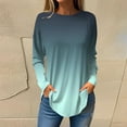 thumbnail image 1 of kytmyeq Women's Loose Round Neck Gradient Print Long Sleeve T-Shirt Top Pullover, 1 of 6