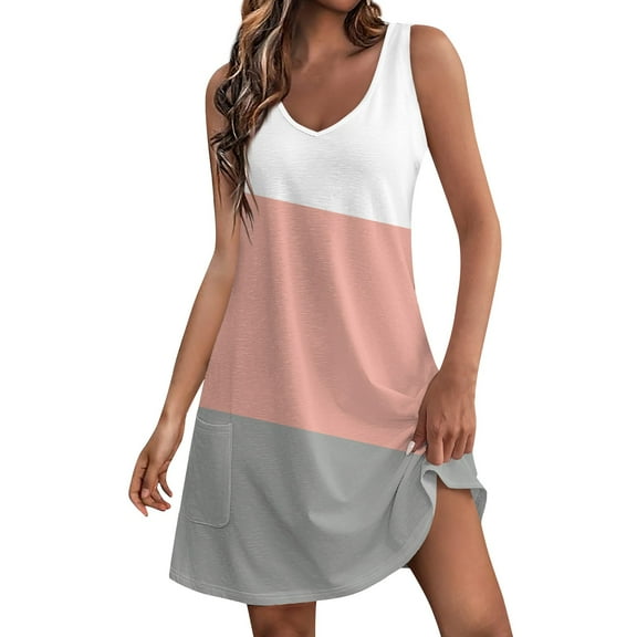 kytmyeq Women's Summer Dress Casual Loose Long Prints Beach Vacation Dresses