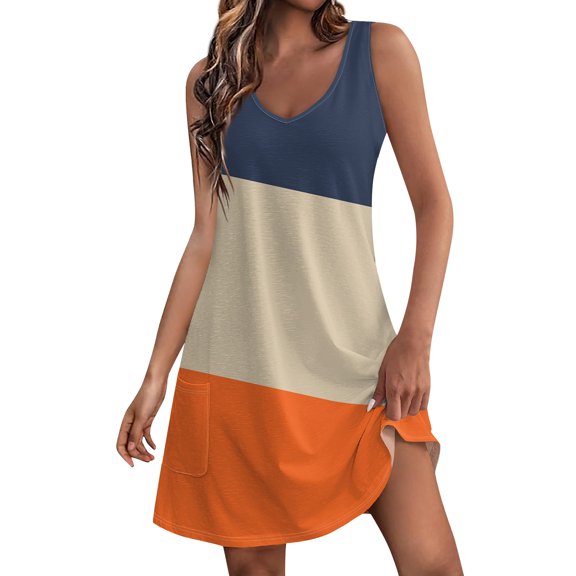 kytmyeq Women's Summer Dress Casual Loose Long Prints Beach Vacation Dresses