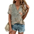 thumbnail image 1 of kytmyeq Women's Summer Fashion Short Sleeve Vintage Floral Printed Button T-Shirt Top, 1 of 6