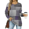 thumbnail image 1 of kytmyeq Women's Sweatshirts Prints Trendy Crewneck Long Sleeve Shirts Color Block Pullover Tops Comfy, 1 of 7