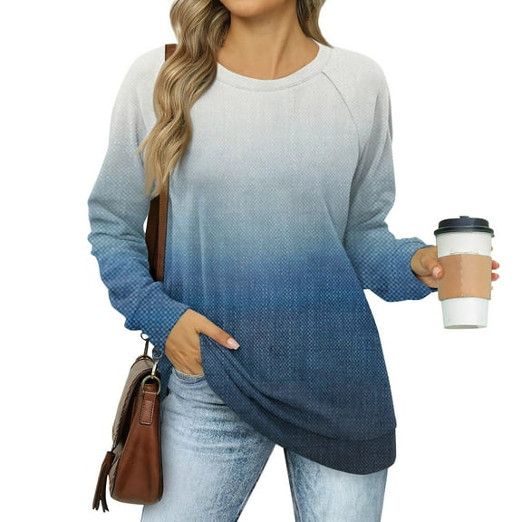 Topvent Women's Sweatshirts Prints Trendy Crewneck Long Sleeve Shirts Color Block Pullover Tops Comfy