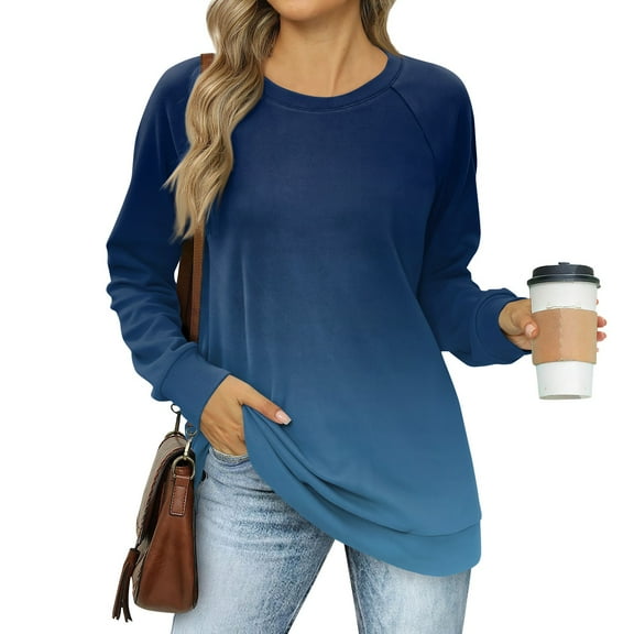 Topvent Women's Sweatshirts Prints Trendy Crewneck Long Sleeve Shirts Color Block Pullover Tops Comfy