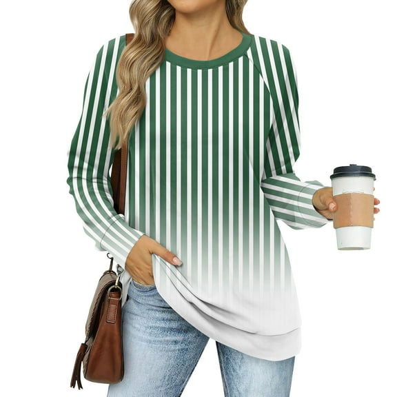 Topvent Women's Sweatshirts Prints Trendy Crewneck Long Sleeve Shirts Color Block Pullover Tops Comfy