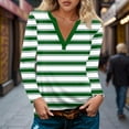 thumbnail image 1 of Topvent Women's T Shirt Tee Long Sleeve Daily Weekend Fashion Basic V Neck Stripe Printing Regular Top, 1 of 5