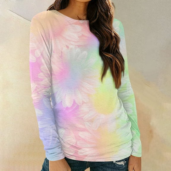 kytmyeq Womens Long Sleeve Round Neck Shirts Basic Tee Casual Top Fall Trendy Tunic Outfits Fitted T Shirts