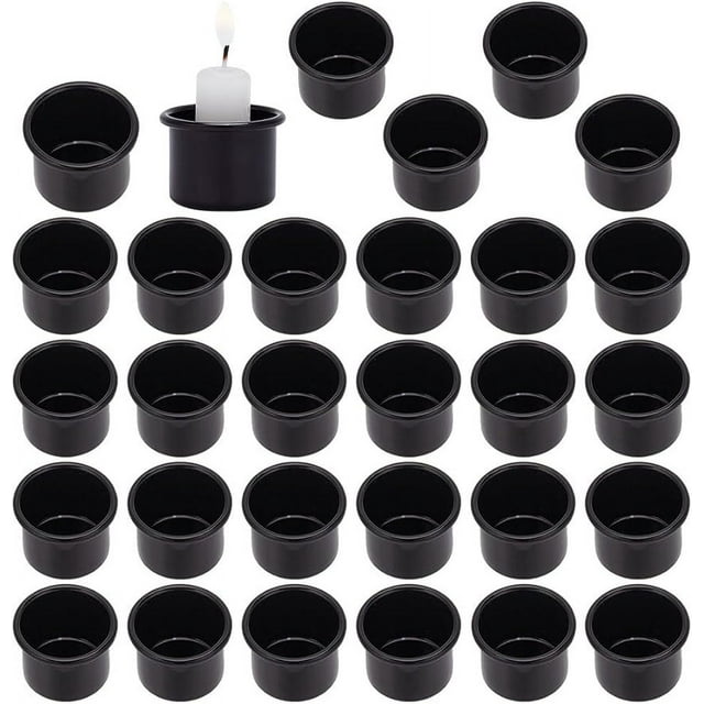 l 30pcs Tea Light Tins Cups Black Metal Candle Cups Candlestick Holder