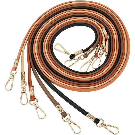 l 5 Colors 0.3 Inches Wide Soft Leather Straps 52 Inches Slim Faux Leather Bag Replacement Chain Thin Shoulder Strap with Gold Lobster Clasp for Women's Small Bags Wallets Clutches