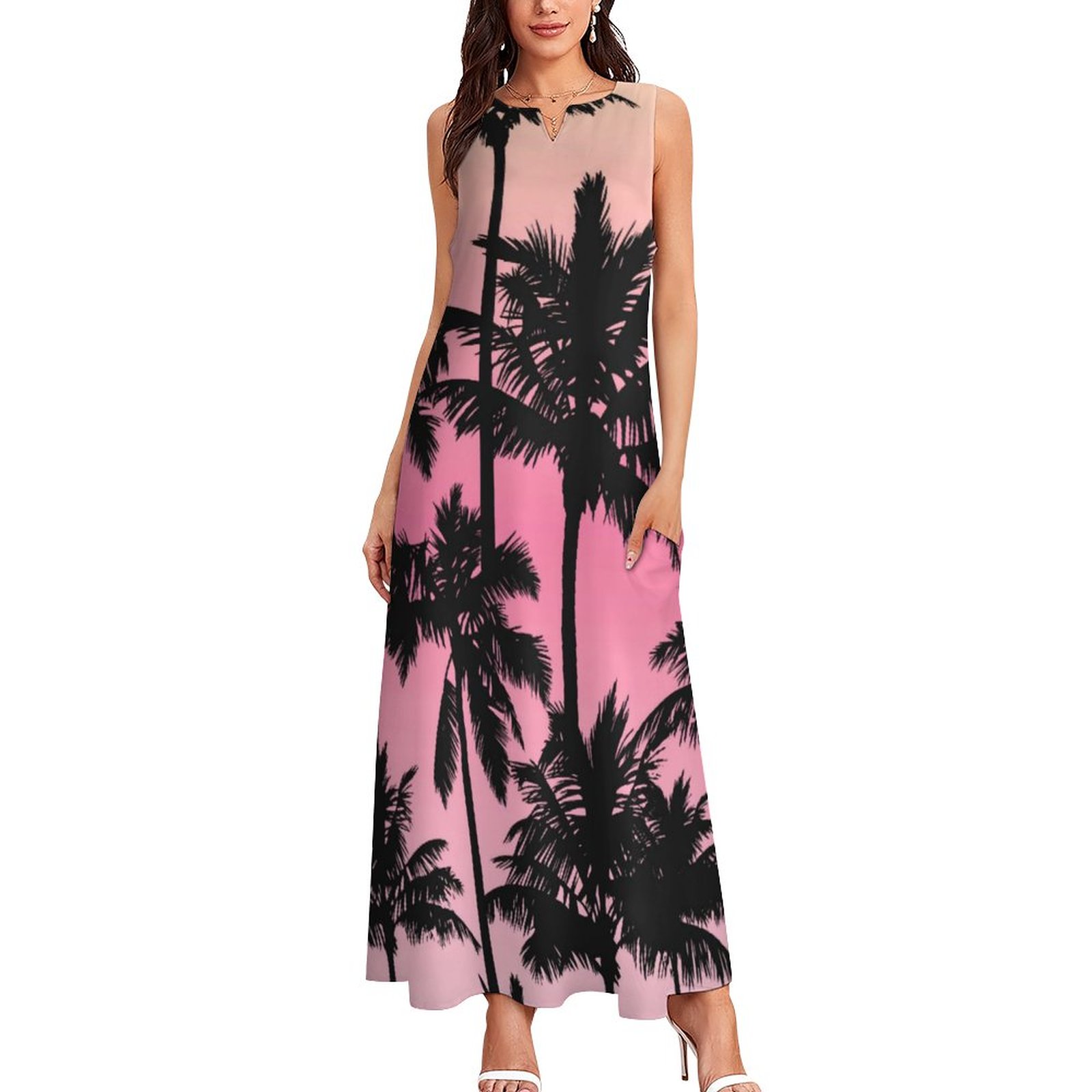 l Beach Dress Summer Seaside Ocean Pirnt Street Style Bohemia Long ...