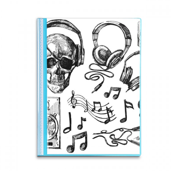 l Headset Music Instrument Pattern Book Sheet Protectors Portfolio Binder Folder