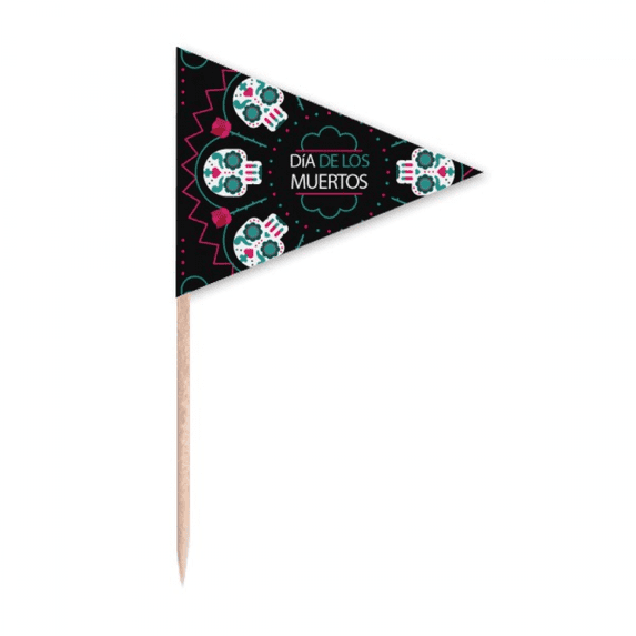 l Rose Happy The Day Of The Dead Toothpick Triangle Cupcake Toppers Flag