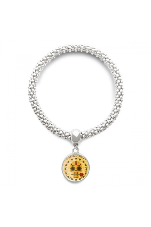 l Rose The Day Of The Dead Mexico Sliver Bracelet Pendant Jewelry Chain Adjustable Bangle