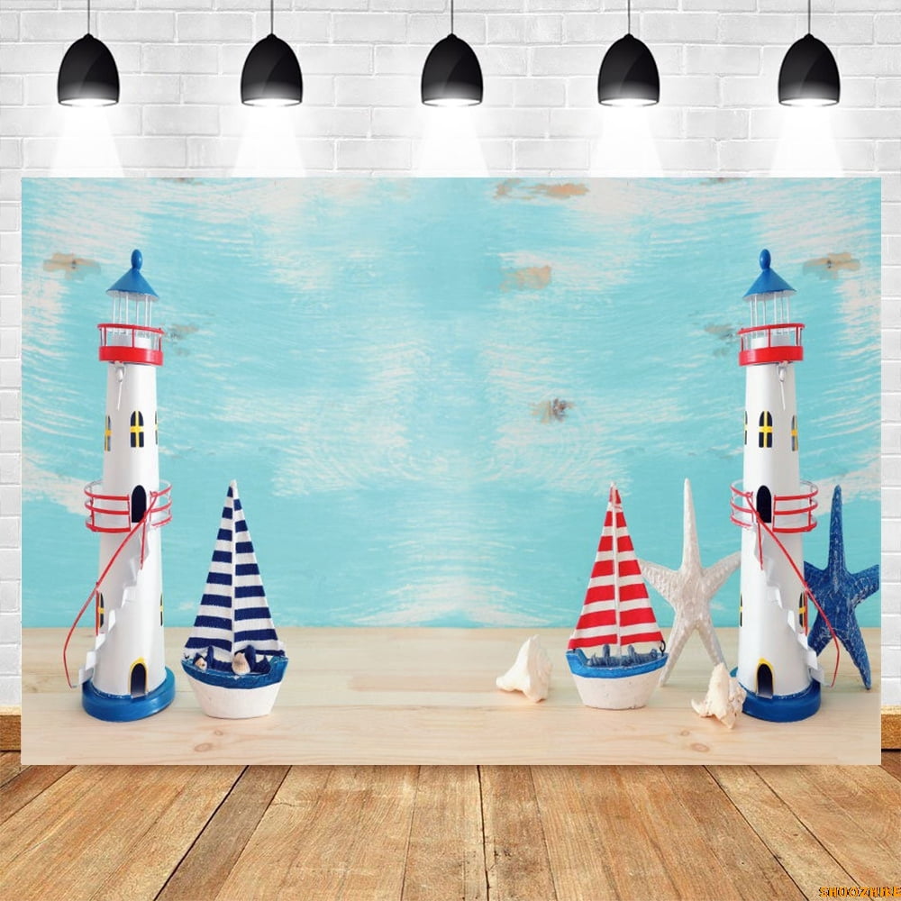 l Rudder Star Sea Theme Baby Birthday Portrait Photography Backdrop ...