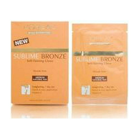 l'oreal sublime bronze self tanning glove, medium natural tan (4 single use gloves)