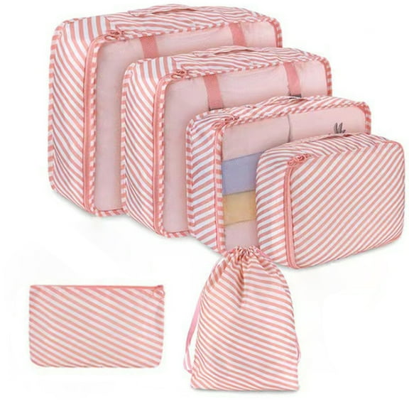 lEPECQ Packing Cubes for Travel & Suitcases Foldable Suitcase Organizer Lightweight Luggage Storage Bag 6 Pack - Pink