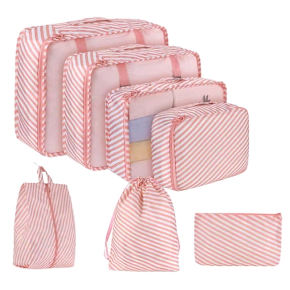 lEPECQ Packing Cubes for Travel & Suitcases Foldable Suitcase Organizer Lightweight Luggage Storage Bag 7 Pack - Pink
