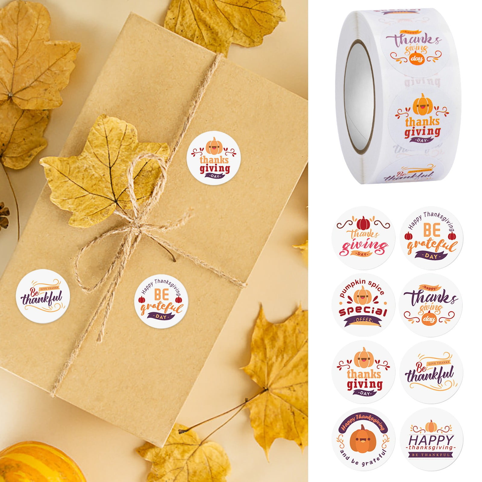 lHXIA 500 Thanksgiving Thanksgiving Gift Sealing Stickers With Self