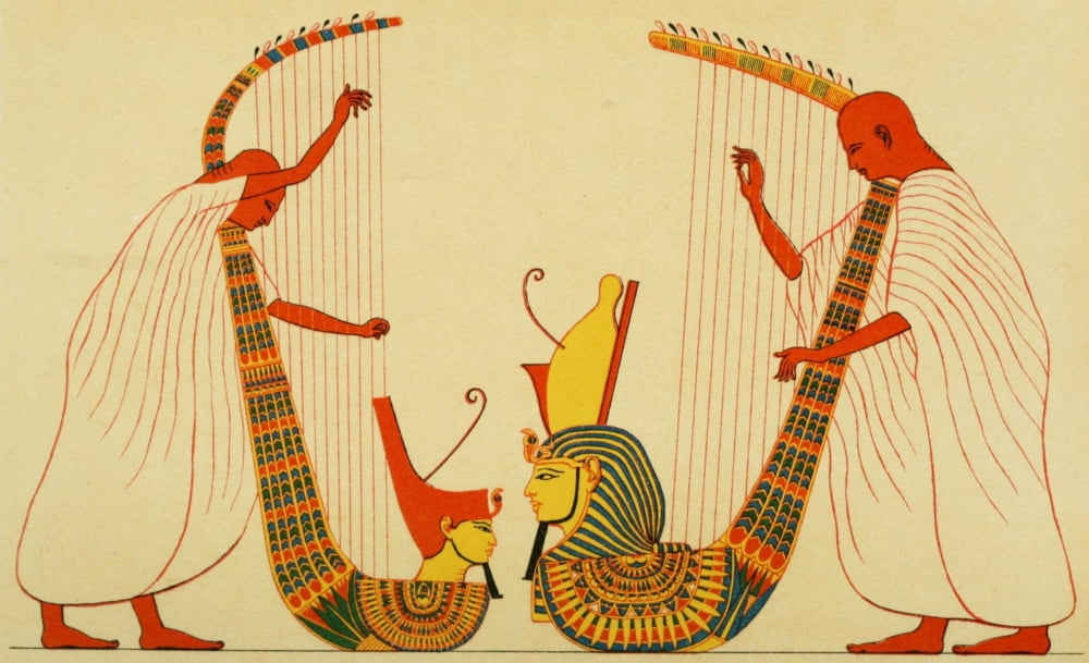lHistoire des Instruments de Musique 1878 Egyptians playing harp Canvas Art - Unknown (18 x 24)