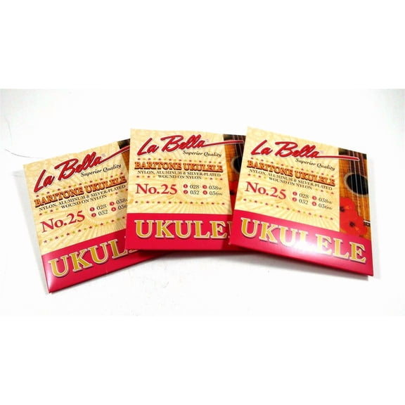 La Bella Uke Strings 3 Pack Baritone No. 25 Nylon Alum Silver 028-032-038w-036w
