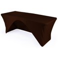 thumbnail image 1 of la linen open back spandex tablecloth for a 8-foot rectangular table, 96 by 30 by 30-inch, brown, 1 of 7