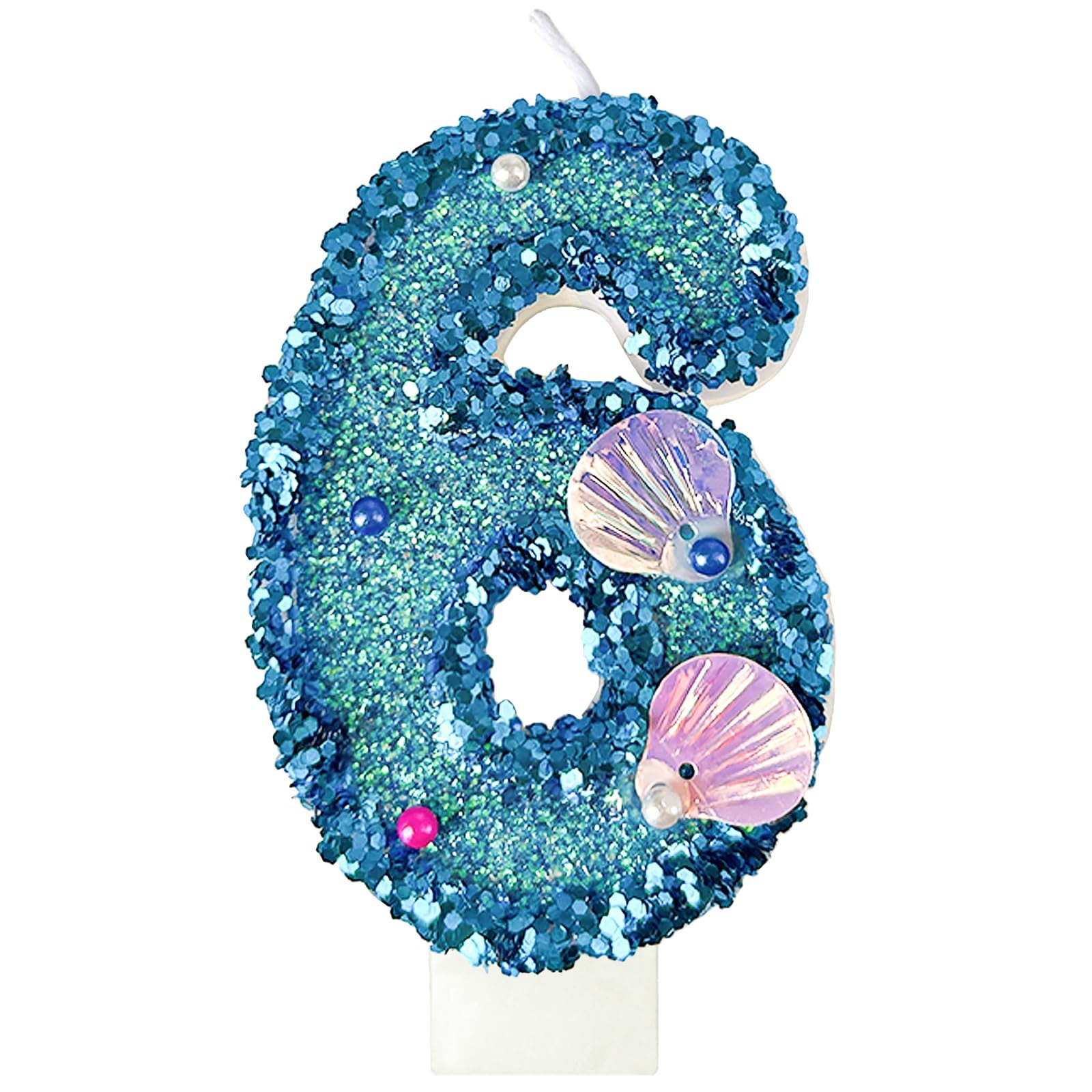laackys Blue Shell Sequin Number Candle Birthday Cake Number Candle for