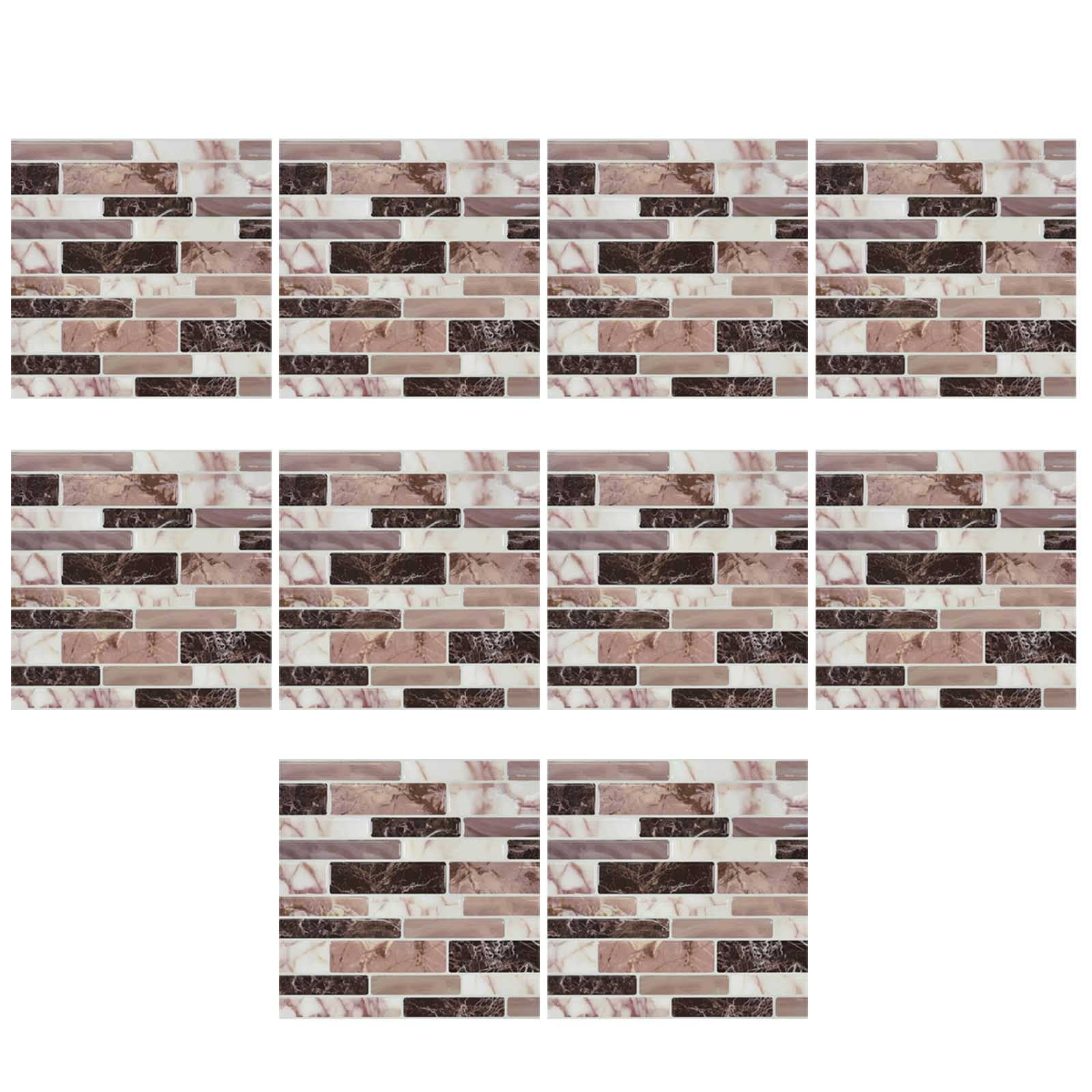 Tic Tac Tiles 10-Sheet Peel and Stick Self Adhesive Removable Stick On Kitchen Backsplash Bathroom 3D Wall Sticker Wallpaper Tiles in Brick Rosered Tic Tac Tiles 10-Sheet Peel and Stick Self Adhesive Removable Stick On Kitchen Backsplash Bathroom 3D Wall Sticker Wallpaper Tiles in Brick Rosered