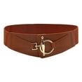 thumbnail image 1 of labakihah belt women's fashion wild wide waistband elastic stretch dress waist belt buckle band brown one size, 1 of 6