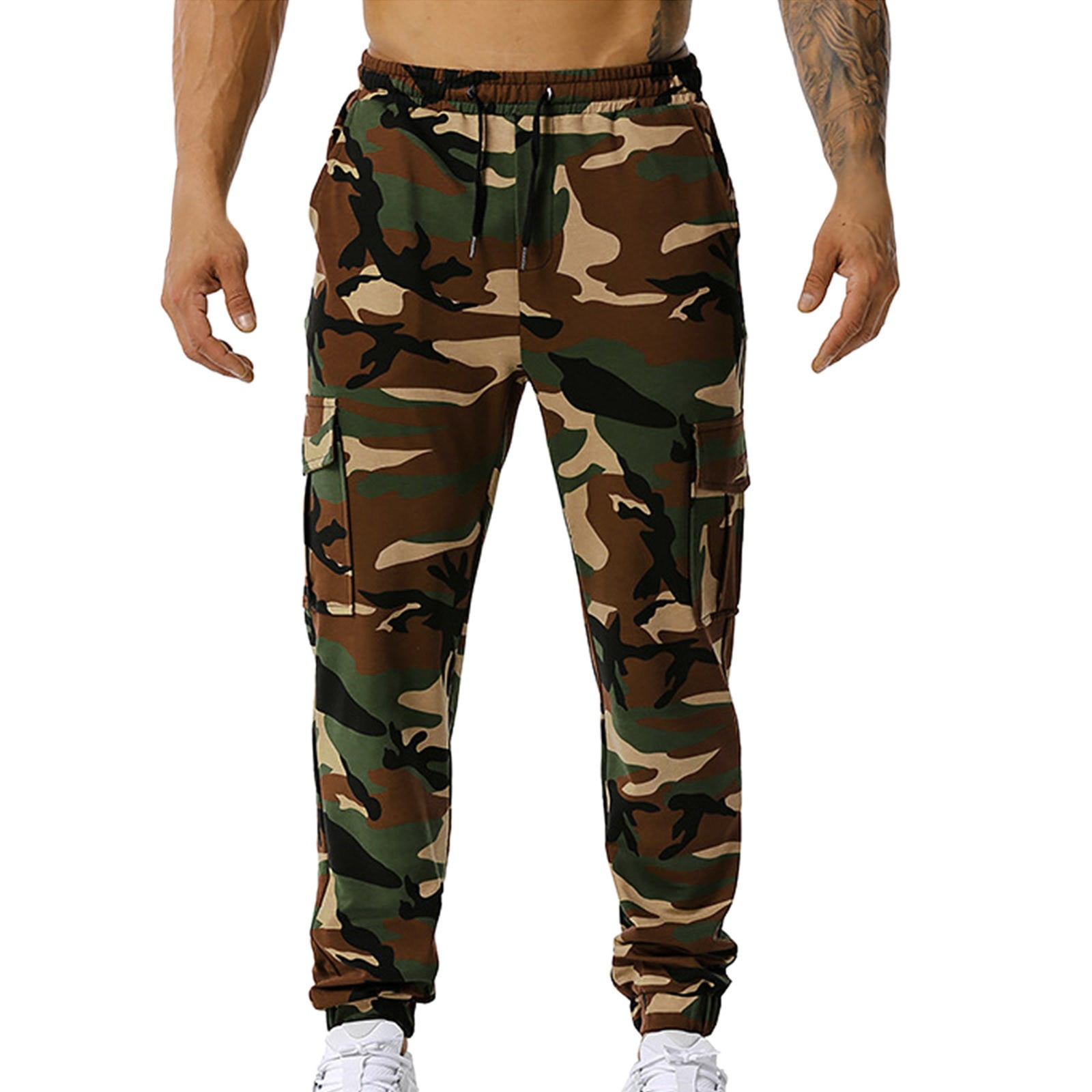 labakihah cargo pants for men men's casual camouflage jogging elastic ...
