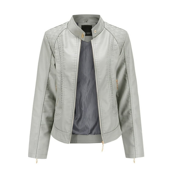 labakihah coats for women winter warm women short coat leather jacket parka zipper tops overcoat outwear grey xl