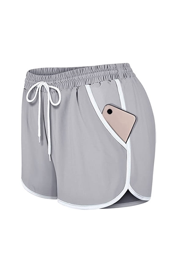 shorts for women women's run elastic wasit workout shorts with liner pockets sport yoga shorts yoga shorts grey