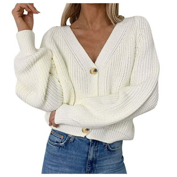 labakihah sweaters for women women's long sleeve knit sweater open front cardigan button loose outerwear white