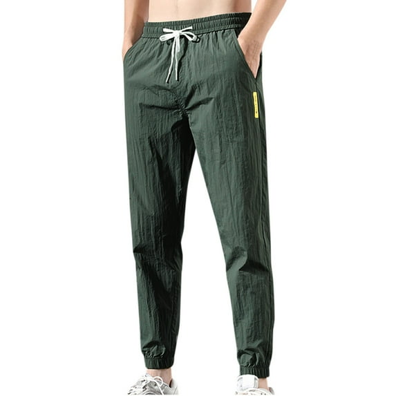 Clearance! Labakihah Mens Pants Men's Fashionable Plus Size Loose Tracksuit with Tied Feet Pants Trousers Green