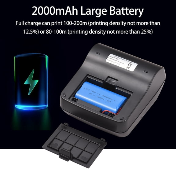 label Printer Printer Bisofice Portable 80mm Receipt Label Printer Wireless BT Thermal Receipt Printer Mobile Bill Printer Compatible with /iOS/ System ESC/POS Print Command for Small