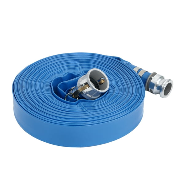 labwork 1-1/2" x 100FT Blue PVC Lay Flat Water Hose Discharge Hoses For Pool Backwash