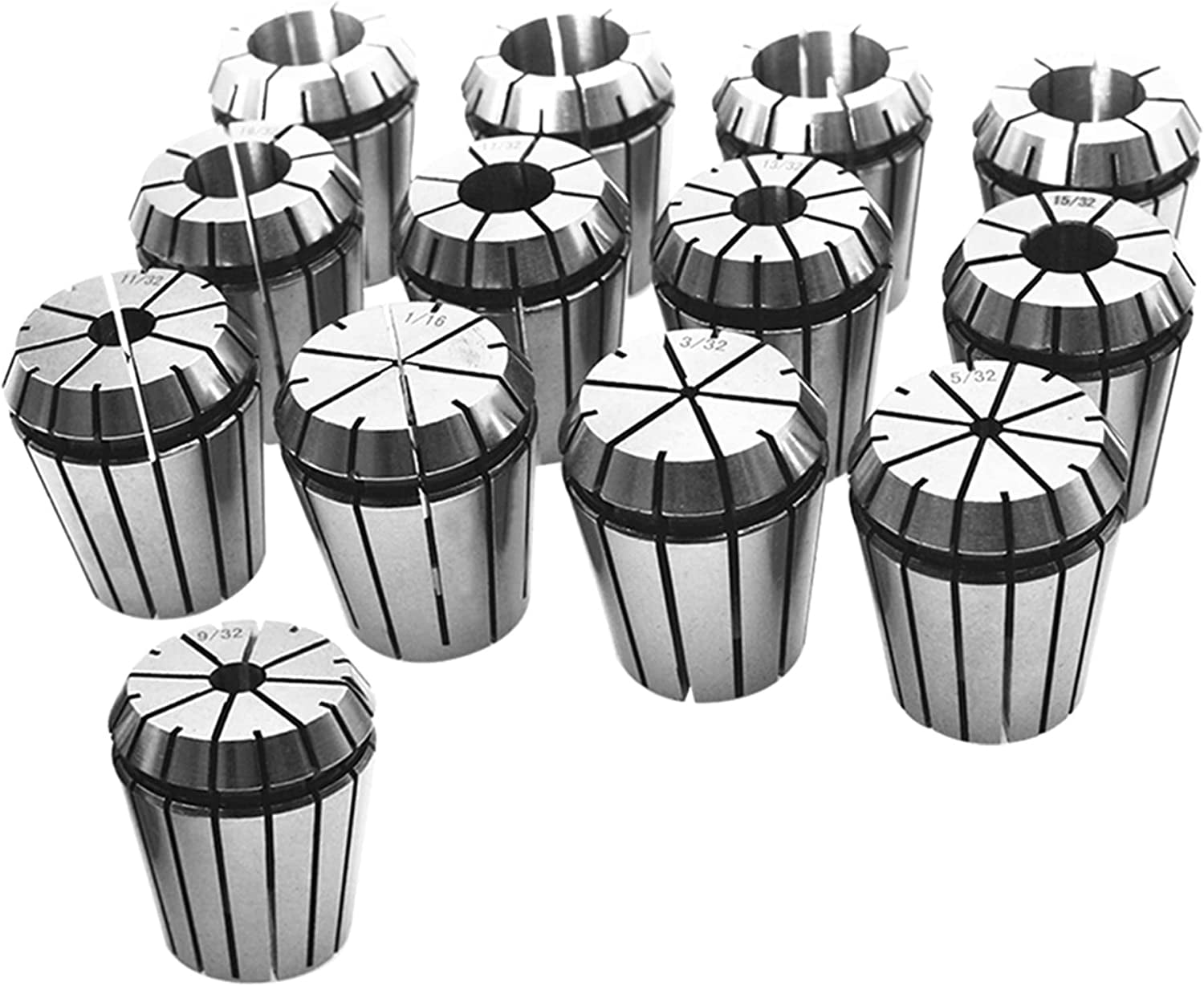 12-Piece ER16 Spring Collet Set For CNC & Milling - Sizes 1/32" To 3/8" - Marddpair