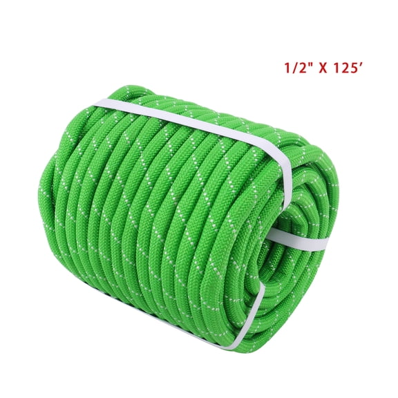 labwork 1/2IN x 125FT, Heavy Duty Braided Polyester Tree Rope, Arborist Bull Rope for Swings, Camping, Marine (Green)