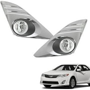 labwork 1 Pair Fog Light Assembly with Chrome Cover Wiring Harness & Switch Left and Right Side Replacement for 2012 2013 2014 Camry LE
